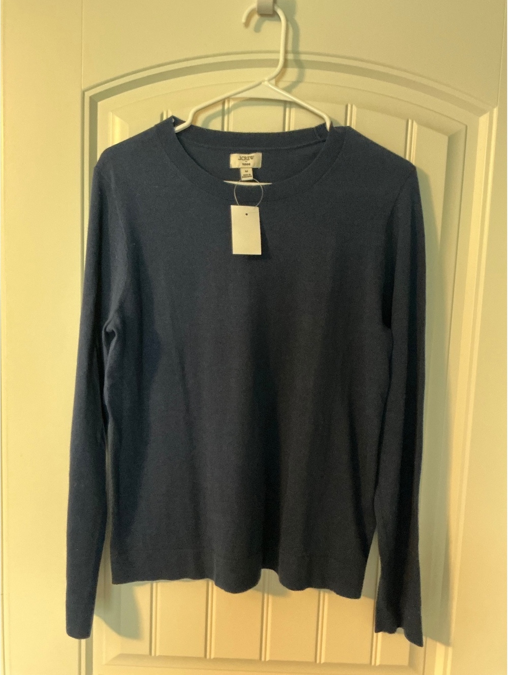 NWT J.Crew Teddie 100%Cotton Dark Blue Lightweight Crew Sweater size Medium